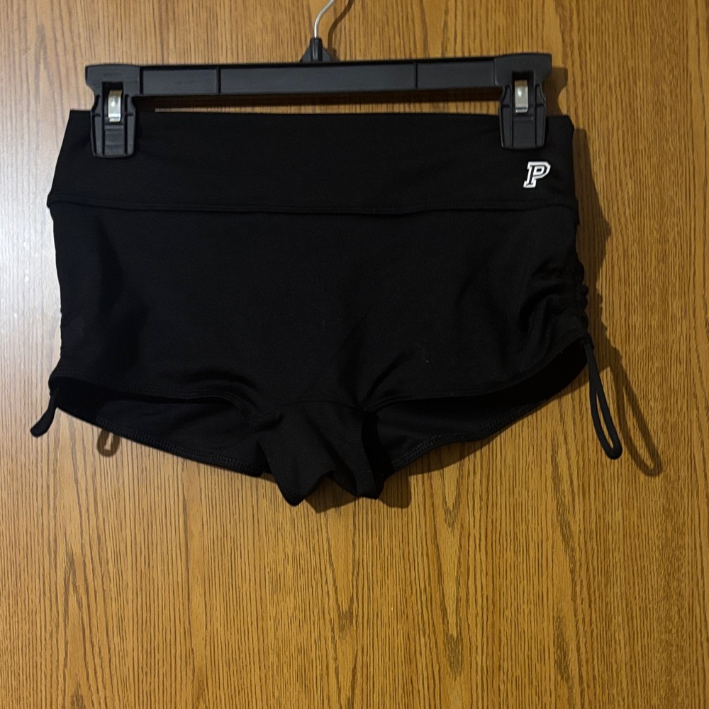 PINK Victoria's Secret Black Athletic Shorties with Side Drawstrings